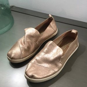 Toms rose gold/pink sparkle flats